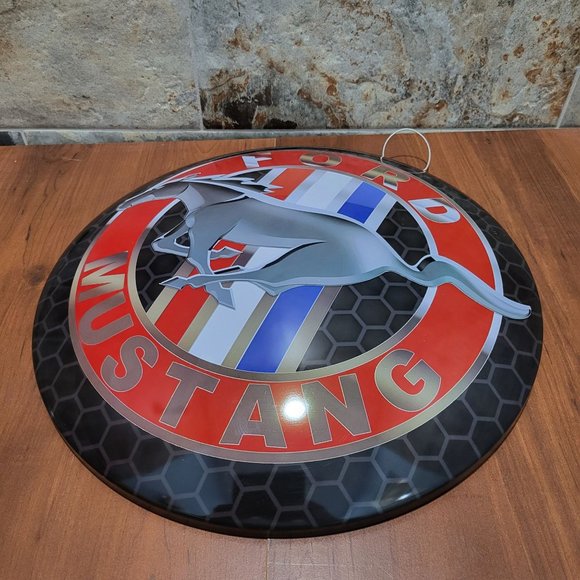 Ford Mustang  Round Sign Dome Tin Metal Sign Room Decor  Bar Man Cave - Picture 6 of 12